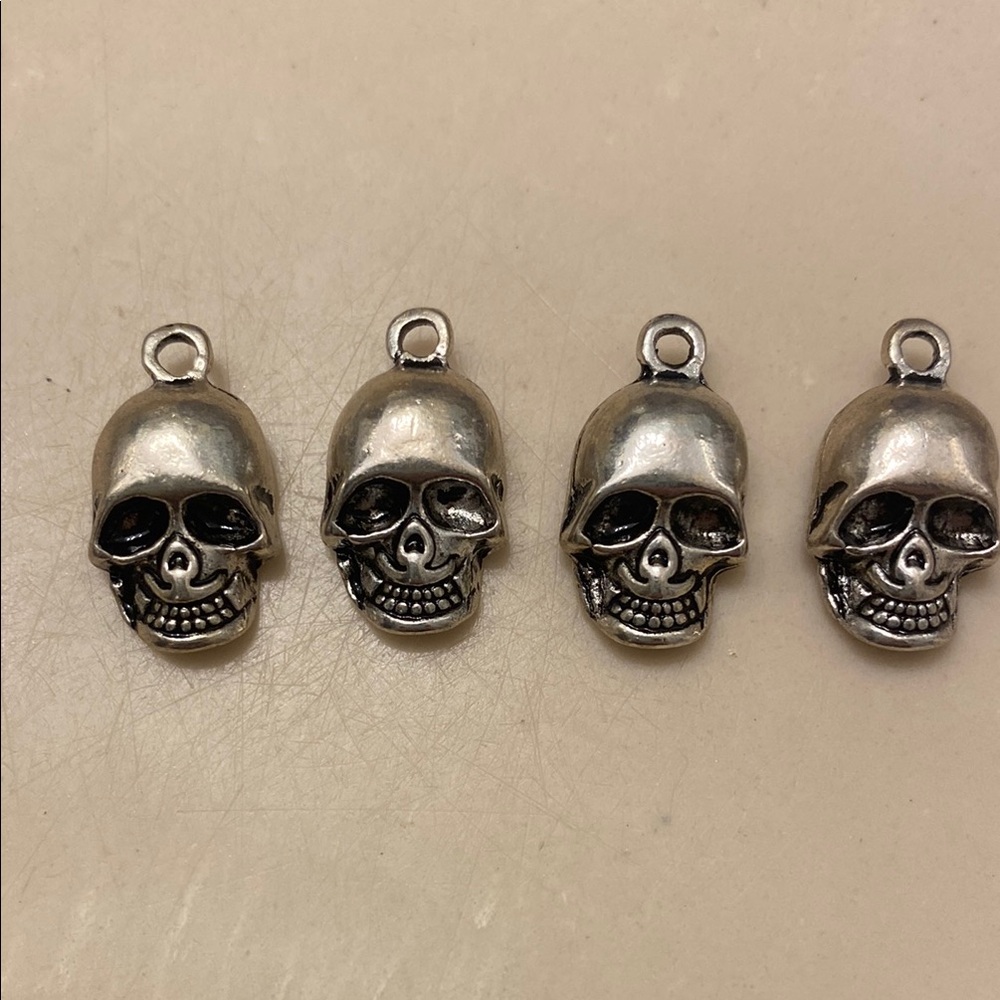 Set of Four metallic Skull Charms